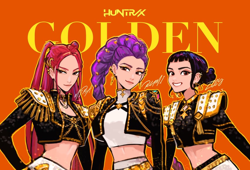 rumi, zoey, and mira (kpop demon hunters) drawn by sethkiel