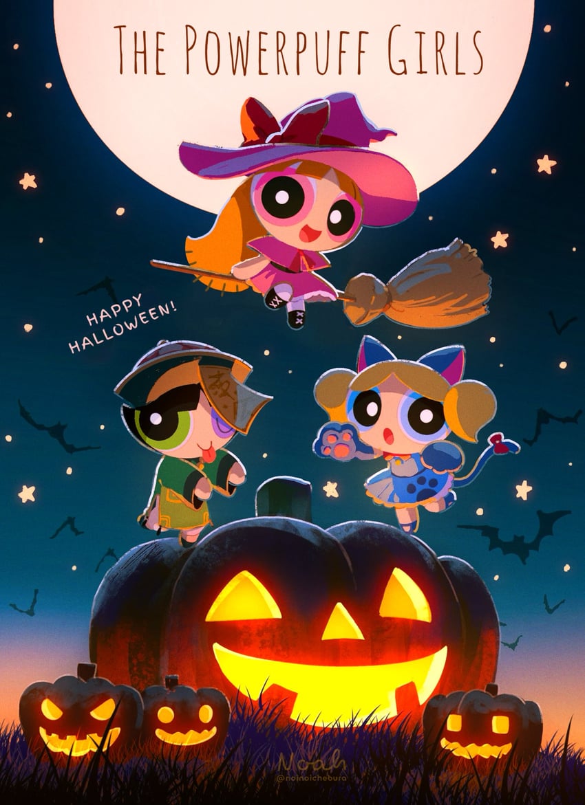 buttercup, blossom, and bubbles (powerpuff girls) drawn by noah_(rokoroko)