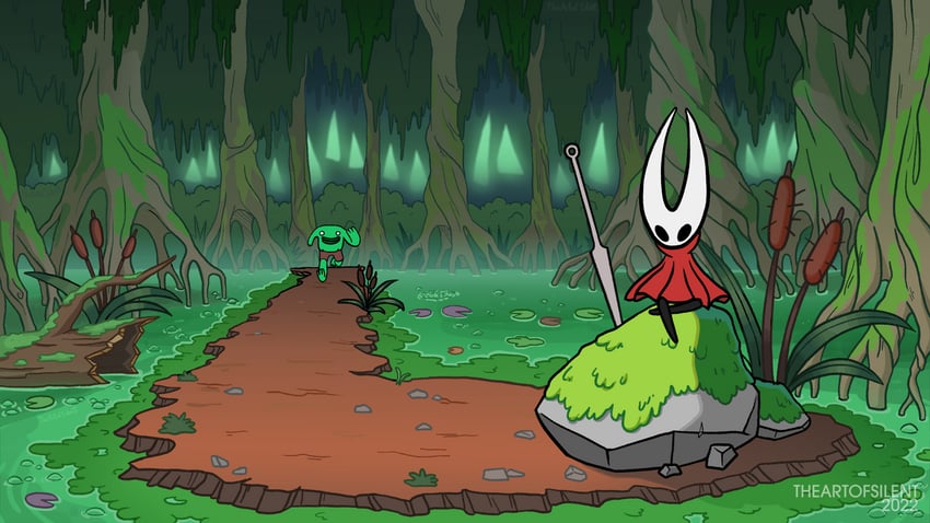 hornet and mr. frog (hollow knight and 1 more) drawn by theartofsilent