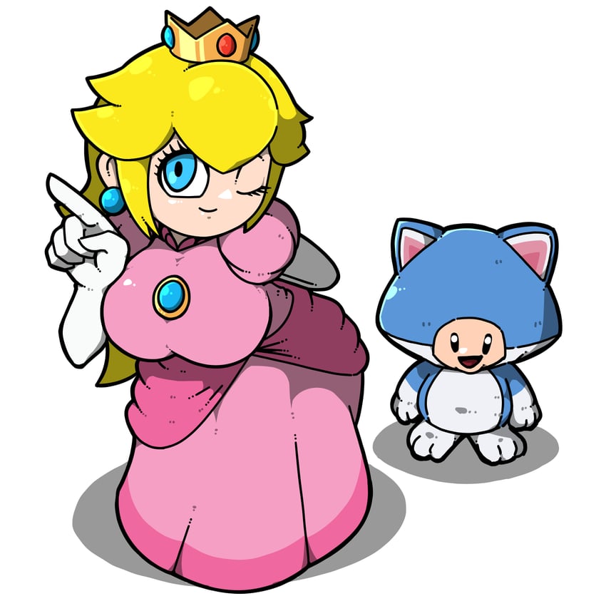 princess peach and cat toad (mario and 1 more) drawn by name_omoitukan2