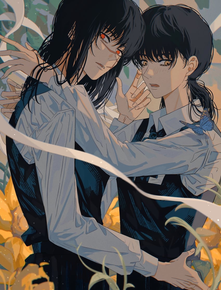 yoru and mitaka asa (chainsaw man) drawn by yumu_(8181018)