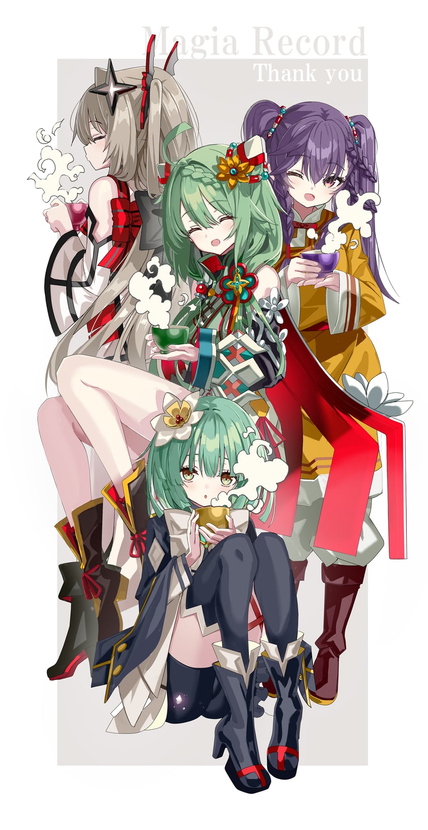 natsume kako, heruka, irina kush, and dolma (mahou shoujo madoka magica and 1 more) drawn by shino_(eefy)
