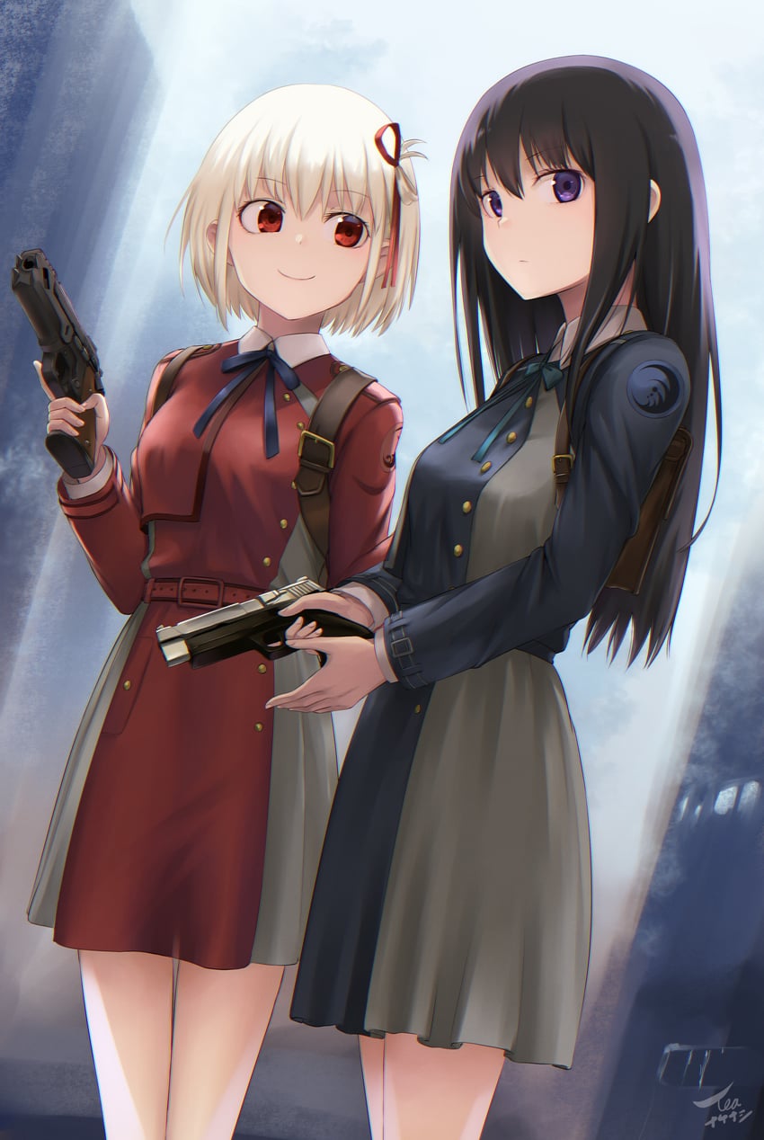 nishikigi chisato and inoue takina (lycoris recoil) drawn by tea_(nakenashi)