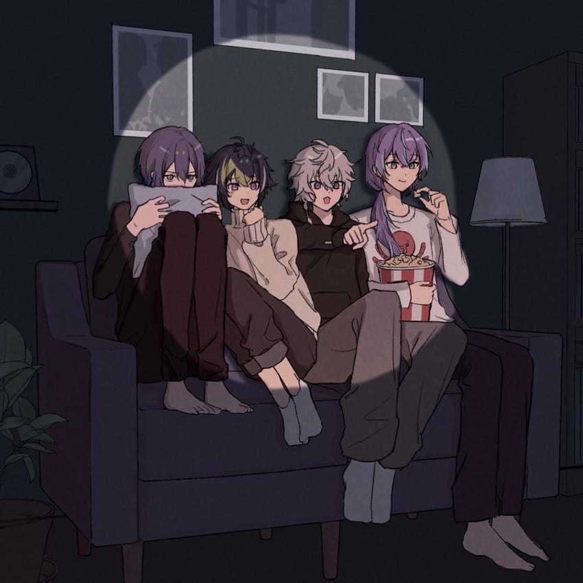hoshirube sho, murakumo kagetsu, koyanagi rou, and inami rai (nijisanji) drawn by nekokomachi