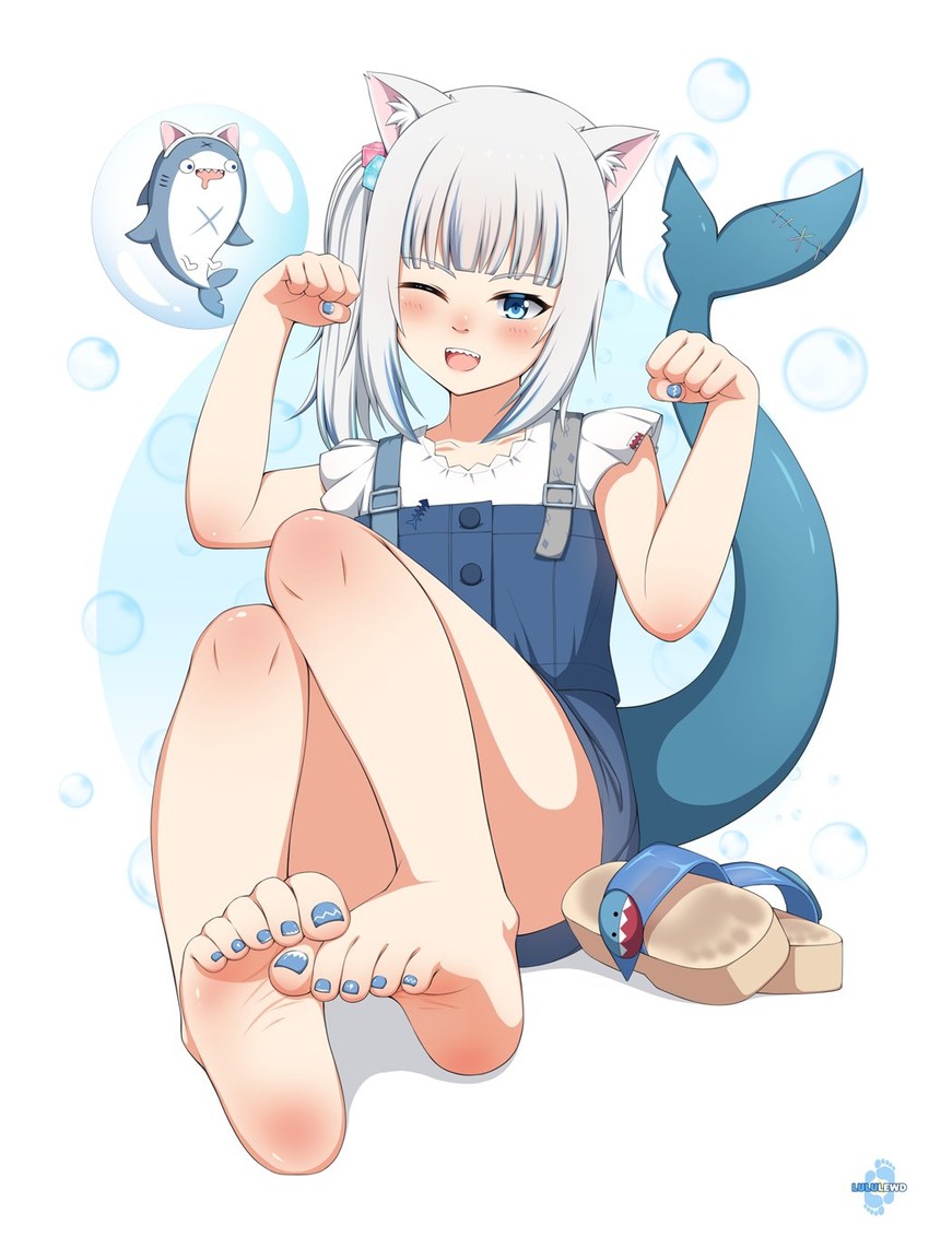 gawr gura and bloop (hololive and 1 more) drawn by lululewd