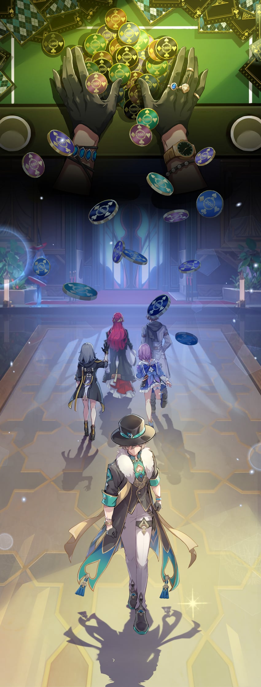 trailblazer, stelle, march 7th, aventurine, himeko, and 1 more (honkai and 1 more) drawn by hamilundenongdizhe