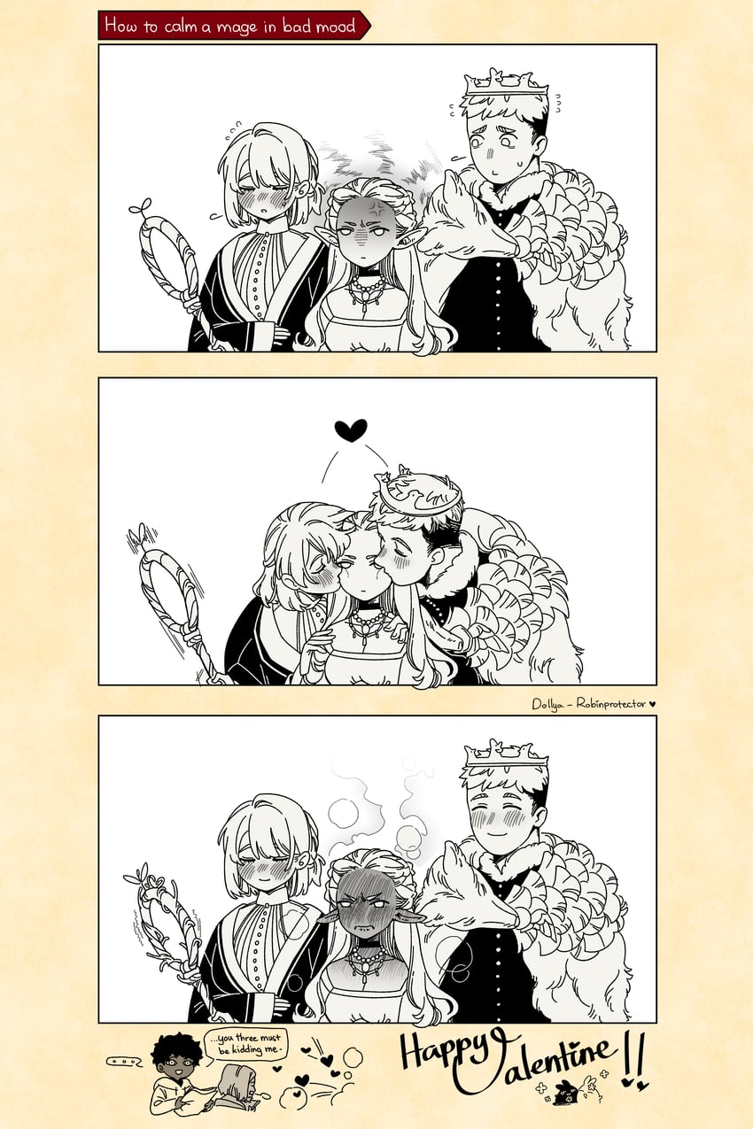 marcille donato, falin touden, laios touden, kabru, and yaad (dungeon meshi) drawn by dollyadayo