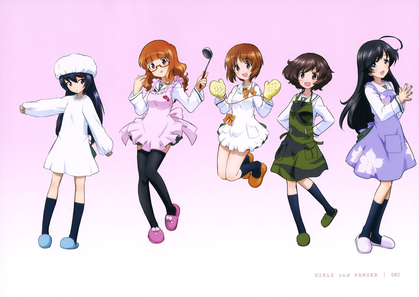 nishizumi miho, akiyama yukari, takebe saori, reizei mako, and isuzu hana (girls und panzer)
