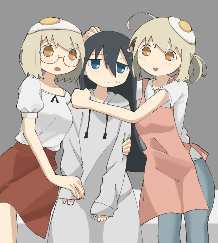 tsukishima shijima, yamashita majime, and yamashita majime's mother (shimeji simulation) drawn by yoyohachi