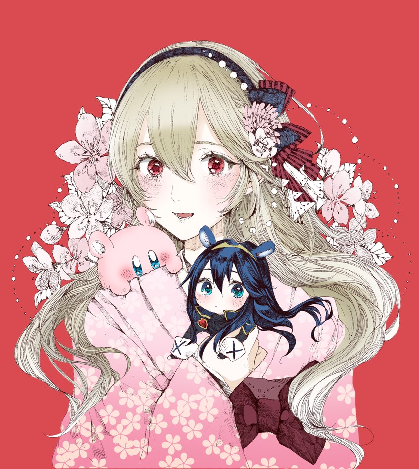 kirby, lucina, and female corrin (fire emblem and 4 more) drawn by roroichi