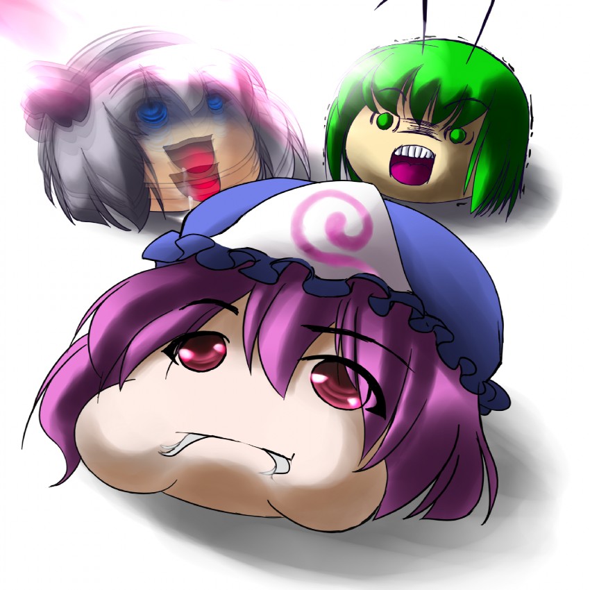 konpaku youmu, saigyouji yuyuko, and wriggle nightbug (touhou) drawn by shiromiza_kana