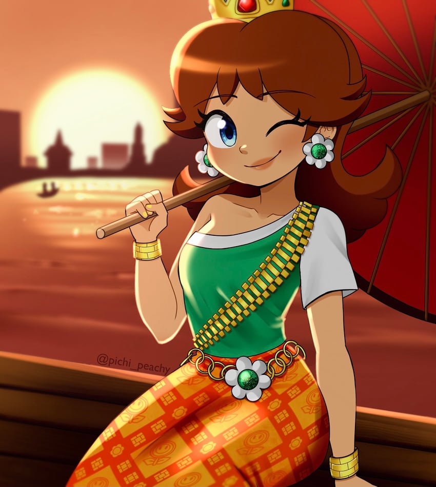 princess daisy (mario and 2 more) drawn by pichi_peachy