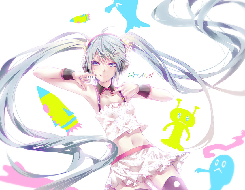 hatsune miku (vocaloid and 1 more) drawn by applekun