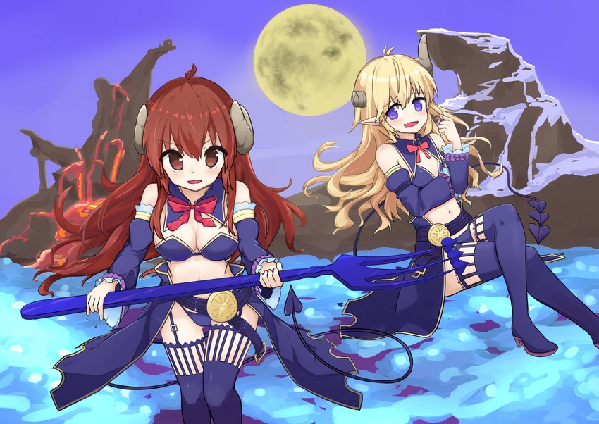 yoshida yuuko and lilith (machikado mazoku) drawn by hino_(yuruyurukoubou)