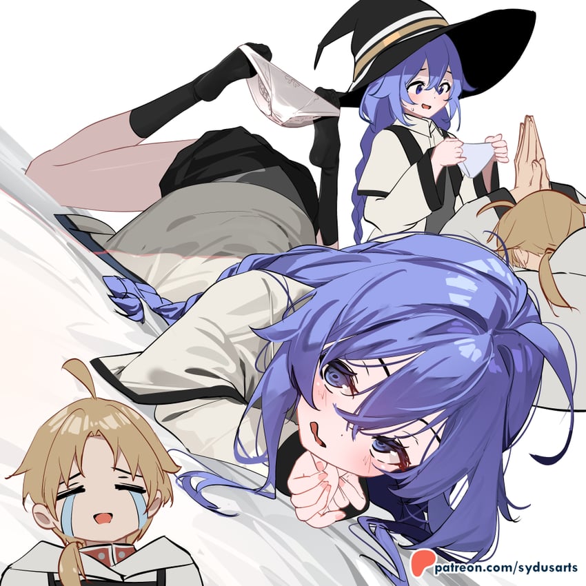roxy migurdia and rudeus greyrat (mushoku tensei) drawn by sydus