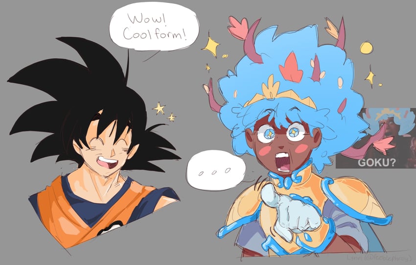 son goku and anne boonchuy (dragon ball and 1 more) drawn by feeblephrog