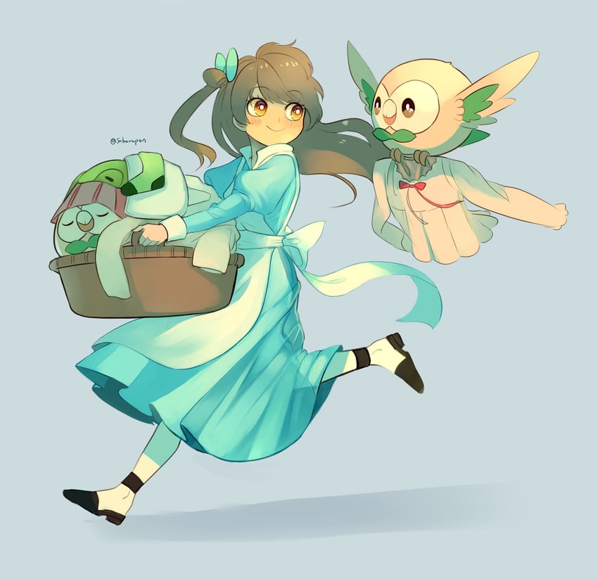 minami kotori and rowlet (pokemon and 2 more) drawn by sob_0