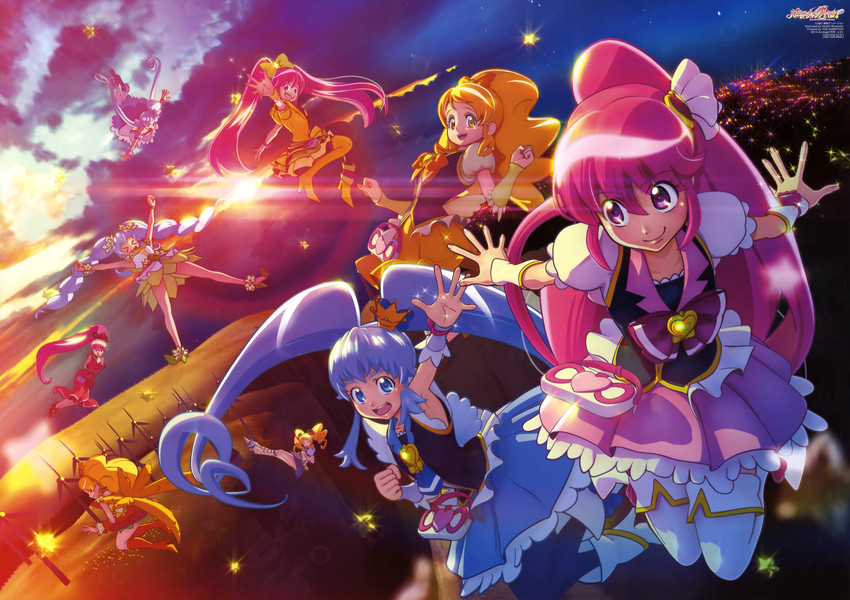shirayuki hime, aino megumi, oomori yuuko, cure lovely, cure princess, and 1 more (precure and 2 more) drawn by miyamoto_hiroshi