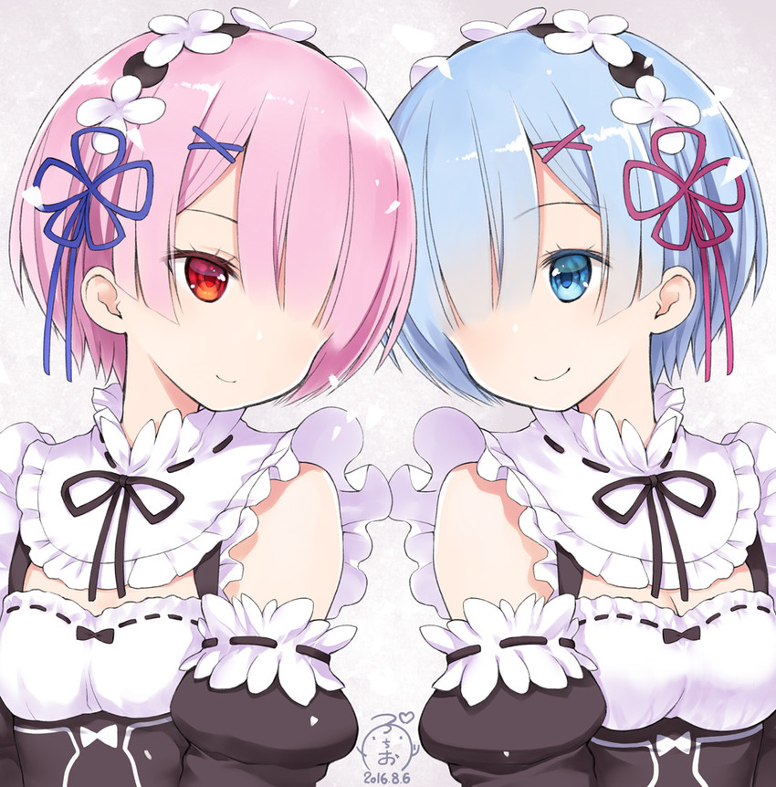 rem and ram (re:zero kara hajimeru isekai seikatsu) drawn by capriccio
