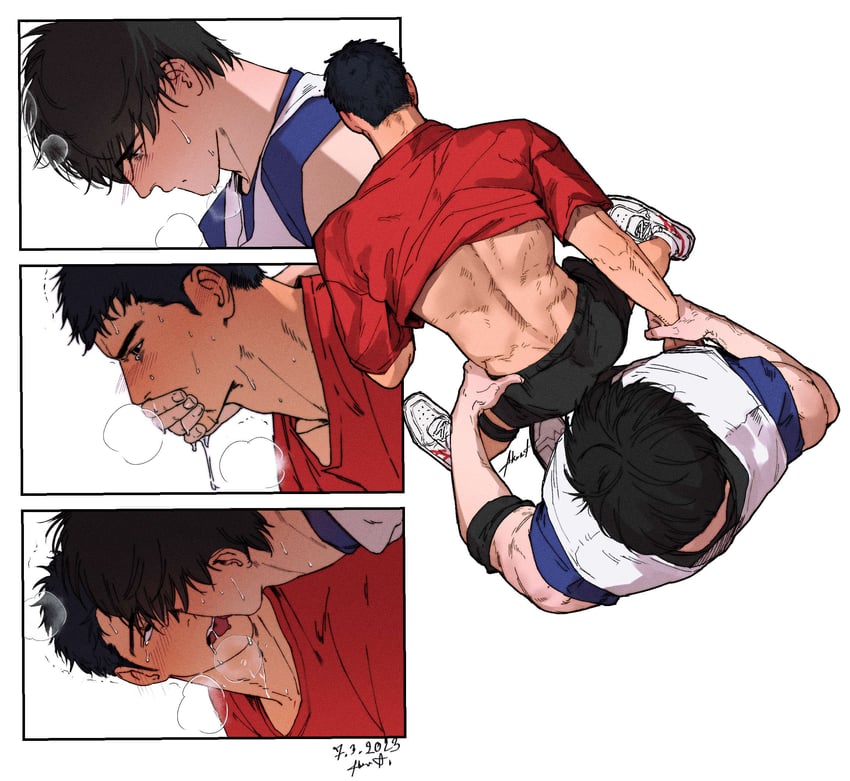 rukawa kaede and mitsui hisashi (slam dunk) drawn by fatcat