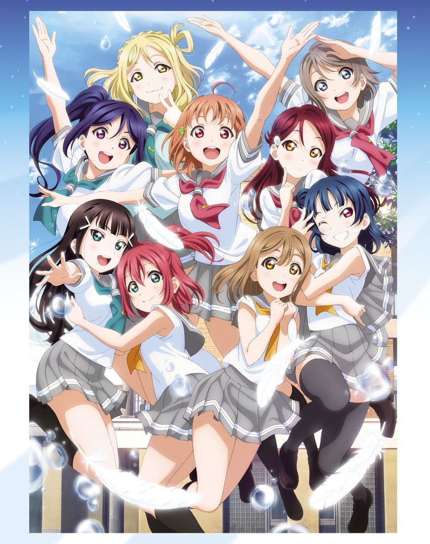 watanabe you, tsushima yoshiko, sakurauchi riko, takami chika, matsuura kanan, and 4 more (love live! and 1 more)