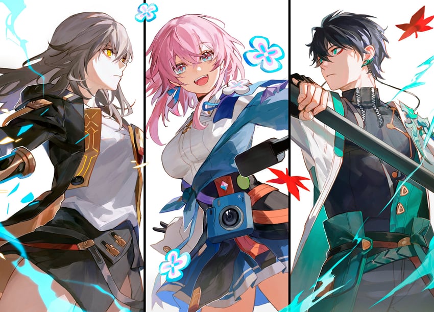 trailblazer, stelle, march 7th, and dan heng (honkai and 1 more) drawn by srro_yo
