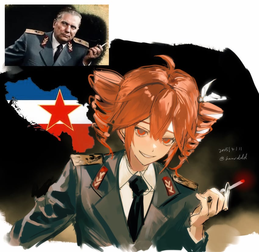 kasane teto and josip broz tito (utau and 2 more) drawn by haoziddd