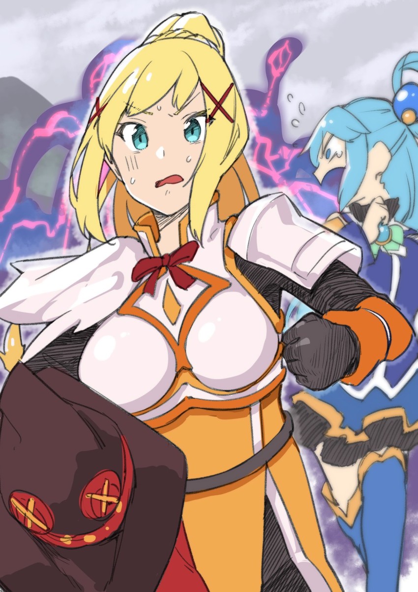 megumin, aqua, darkness, and hans (kono subarashii sekai ni shukufuku wo!) drawn by muchi_maro