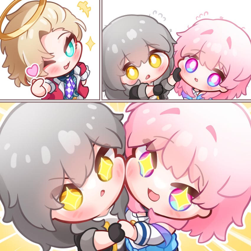 trailblazer, stelle, march 7th, and siobhan (honkai and 1 more) drawn by orcavice