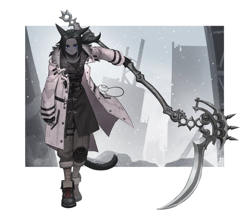 warrior of light, reaper, and midd night (final fantasy and 1 more) drawn by tostantan