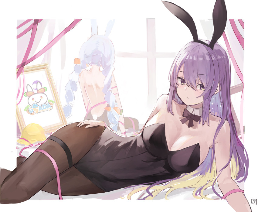 usada pekora and moona hoshinova (hololive and 1 more) drawn by pineapple_(pine)