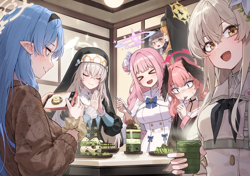 mika, mari, koharu, hifumi, nagisa, and 2 more (blue archive) drawn by kokukyukeo