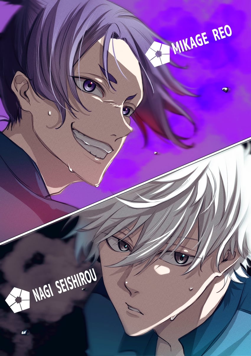 nagi seishirou and mikage reo (blue lock) drawn by tencomoori