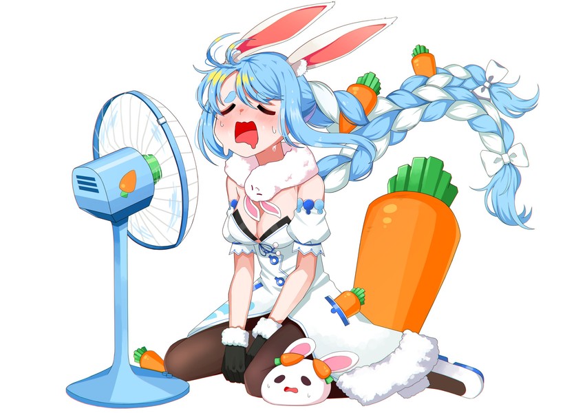 usada pekora, don-chan, and pekomon (hololive) drawn by tyureu