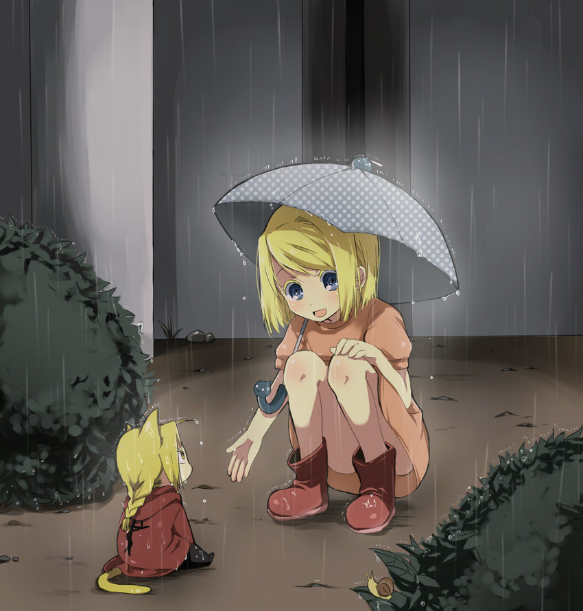 edward elric, alphonse elric, and winry rockbell (fullmetal alchemist) drawn by mitsu_yomogi