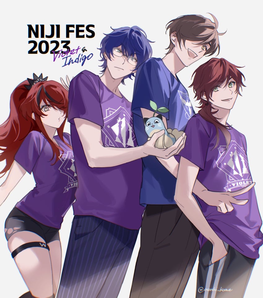lain paterson, leos vincent, lauren iroas, mameneko, and oliver evans (nijisanji) drawn by osushi_kome