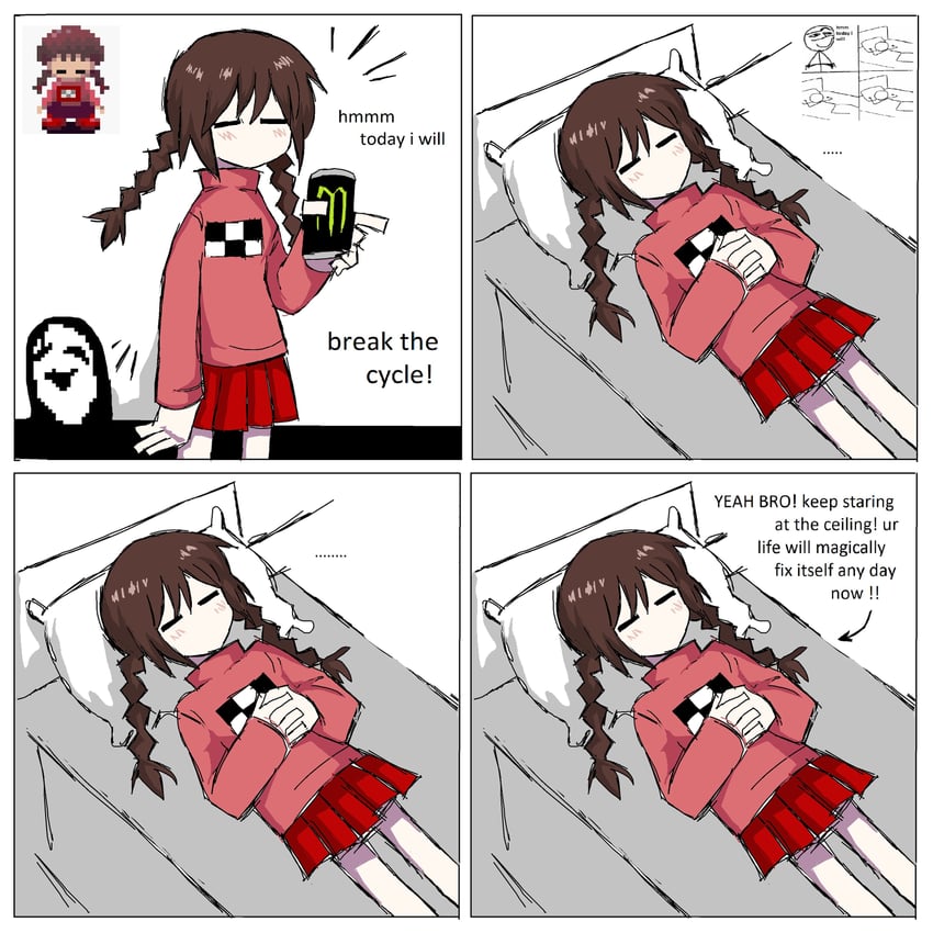 madotsuki and uboa (yume nikki) drawn by peqermint