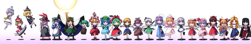 hakurei reimu, remilia scarlet, flandre scarlet, izayoi sakuya, konpaku youmu, and 14 more (touhou and 1 more)