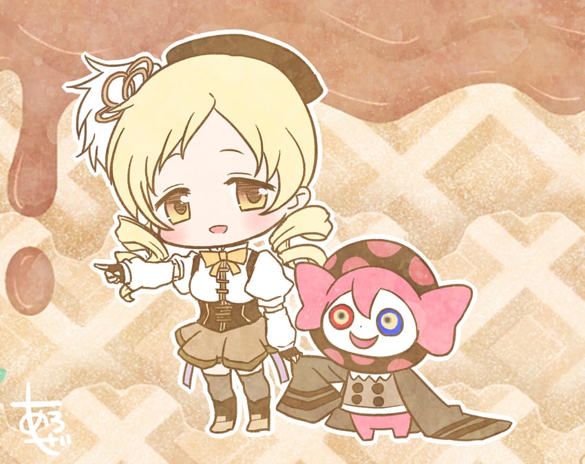 tomoe mami and charlotte (mahou shoujo madoka magica) drawn by aroze