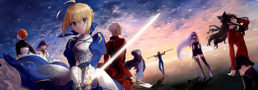 artoria pendragon, saber, tohsaka rin, emiya shirou, matou sakura, and 4 more (fate and 1 more) drawn by shirako_miso