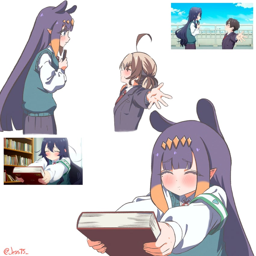 ninomae ina'nis, gigi murin, yoshimoto shizuka, and aijou rentarou (hololive and 2 more) drawn by jess75