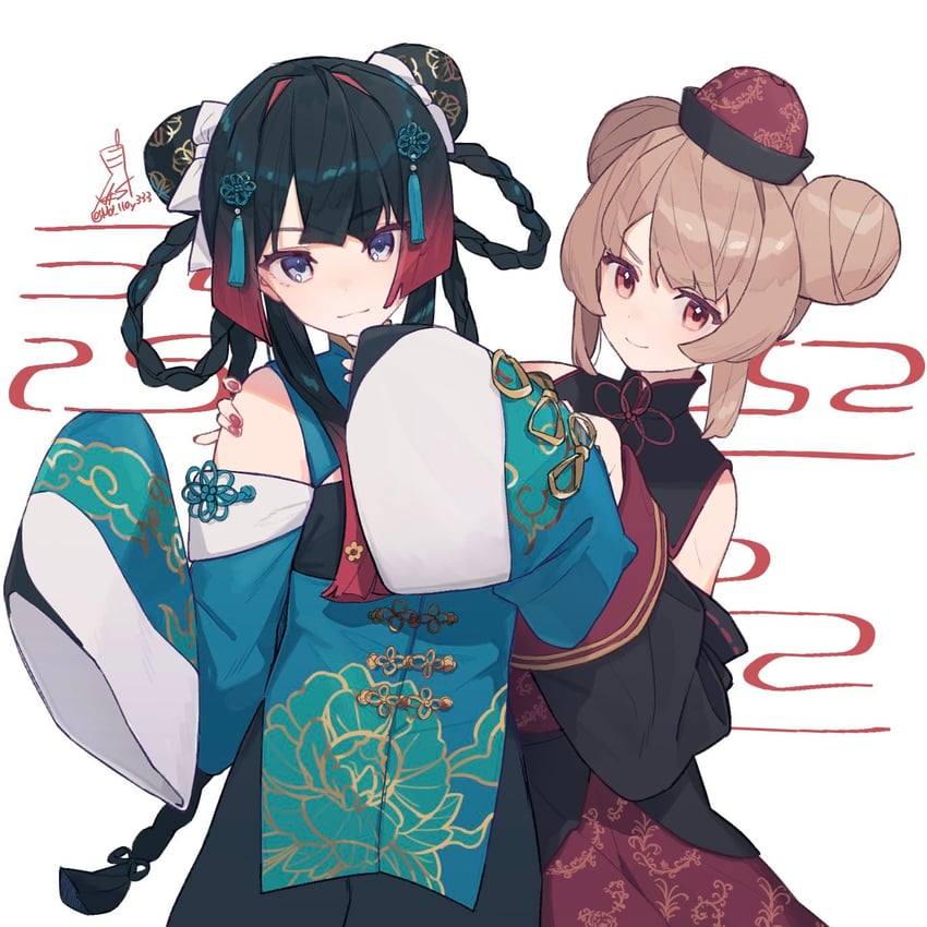 tsukino mito and natori sana (nijisanji and 1 more) drawn by nkst