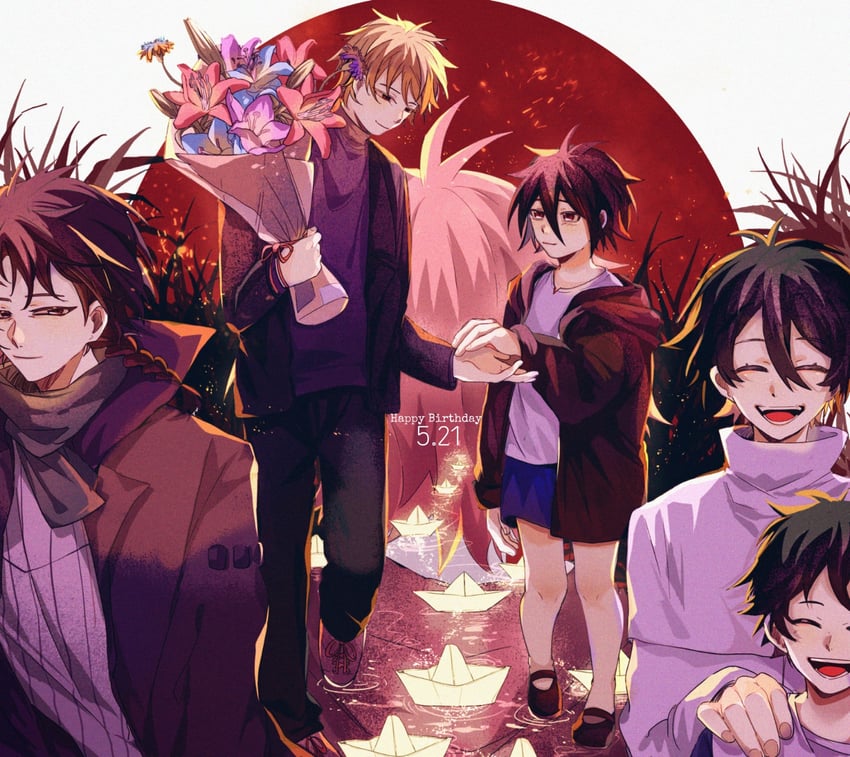 hatsutori hajime, atou haruki, harada minoru, isoi haruki, isoi rai, and 1 more (saibou shinkyoku) drawn by lemijiang