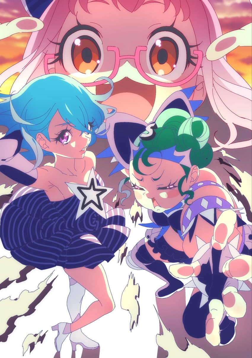 kiki ajimi, hojo cosmo, and nabeshima chanko (pretty series and 1 more) drawn by zashima