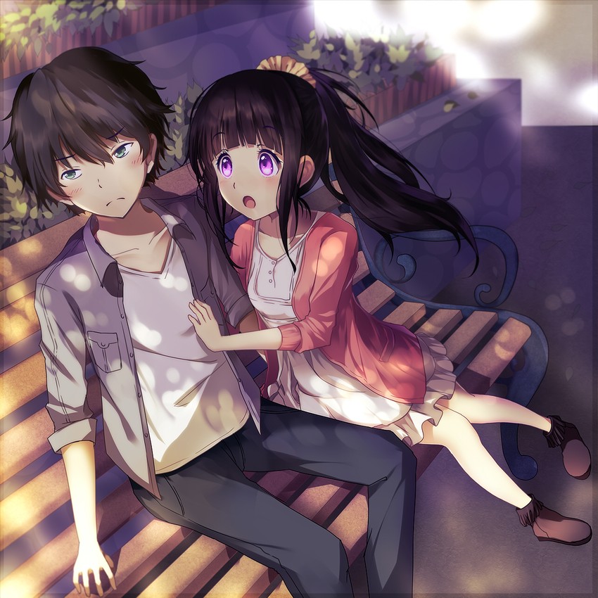 chitanda eru and oreki houtarou (hyouka) drawn by bison_cangshu