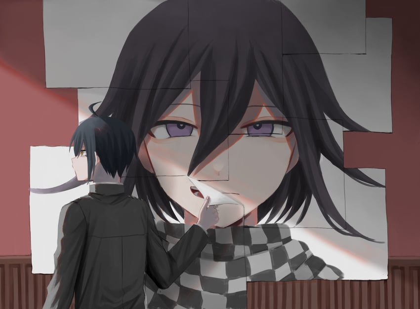 oma kokichi and saihara shuichi (danganronpa and 1 more) drawn by kasou_(roomno404_)