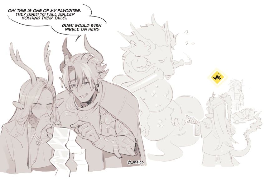 dusk, nian, ling, chongyue, and nine-colored deer (arknights and 1 more) drawn by maiqo