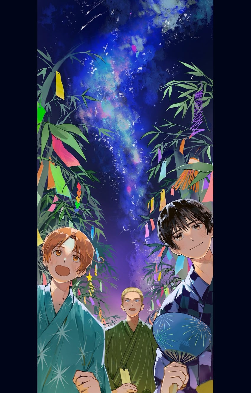 japan, northern italy, and germany (axis powers hetalia) drawn by suroohon