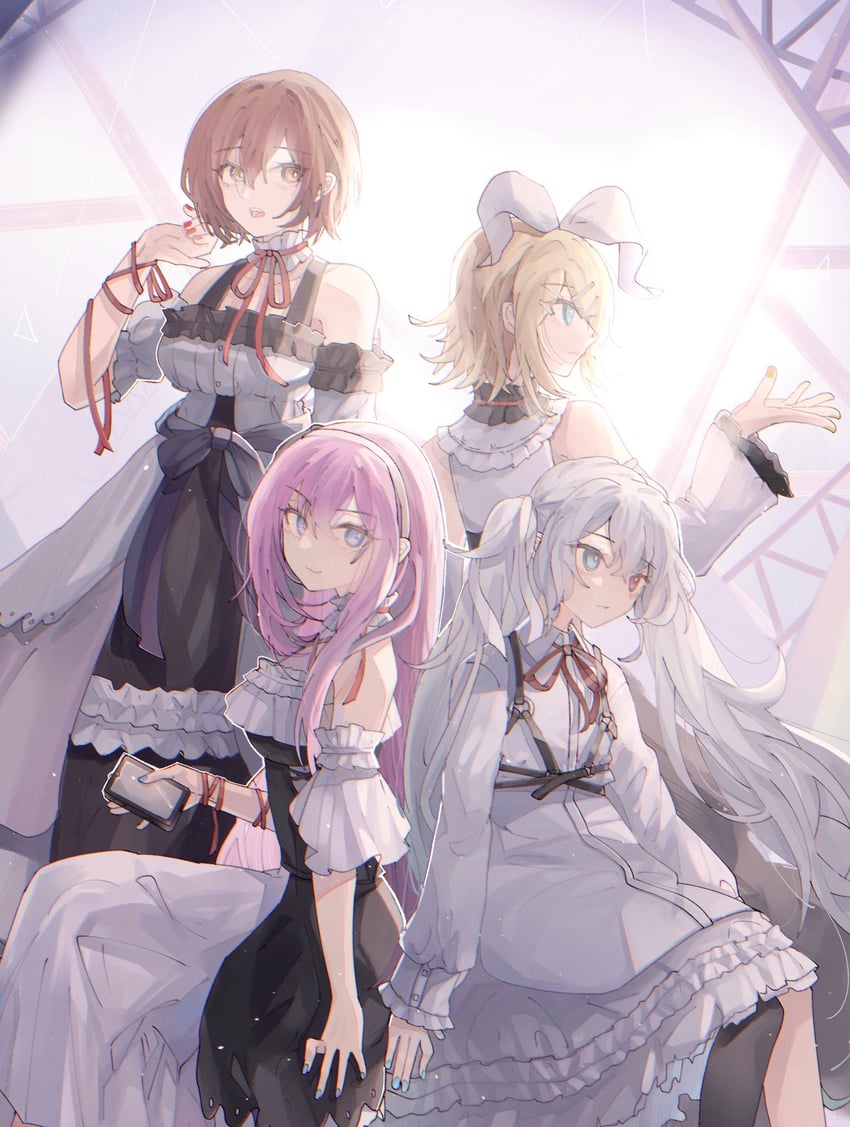 hatsune miku, kagamine rin, megurine luka, meiko, 25-ji miku, and 3 more (vocaloid and 1 more) drawn by linch