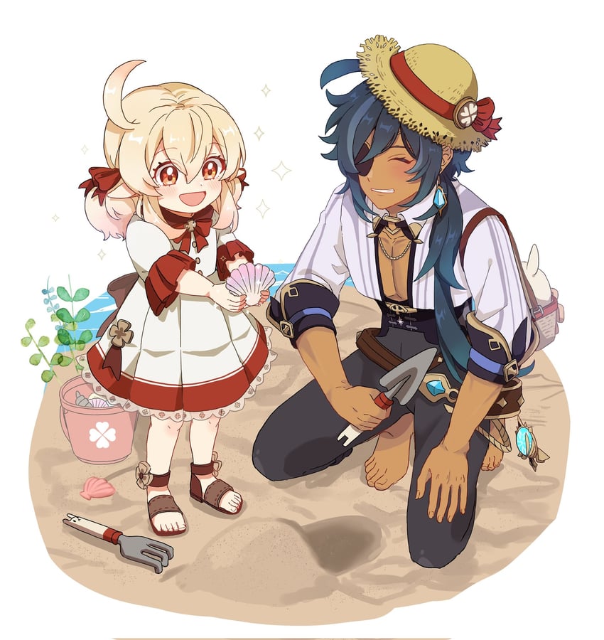 klee, kaeya, and dodoco (genshin impact) drawn by aoyagi_(ao0701yagi)